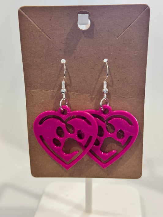 Cat Paw Heart Earrings